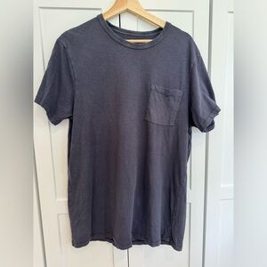 Slim-fit Garment-dyed slub cotton crewneck pocket T-shirt - Navy